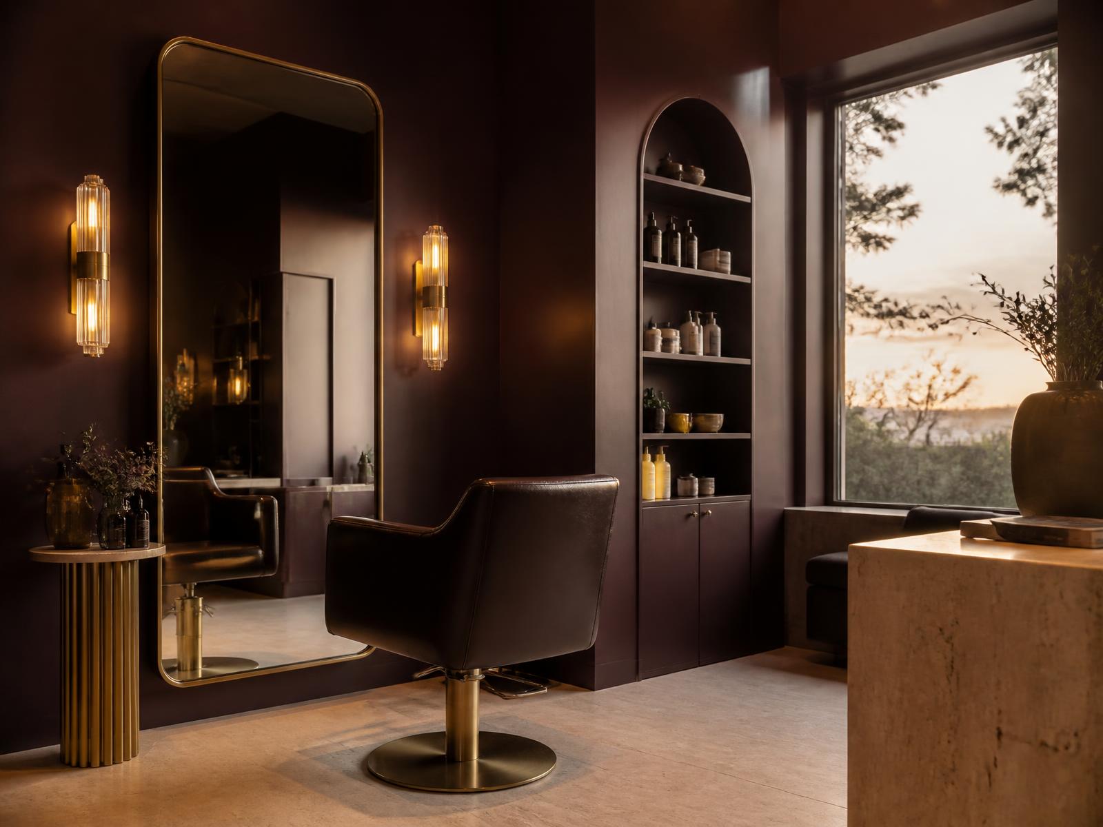 Salongsmiljö hos NP Hair Station i Norrköping med frisörstol och spegel